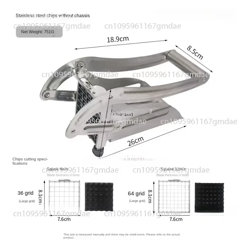 Potato cutter, home use stainless steel hand press machine, cucumber and potato fries cutter; French Fry Cutter
