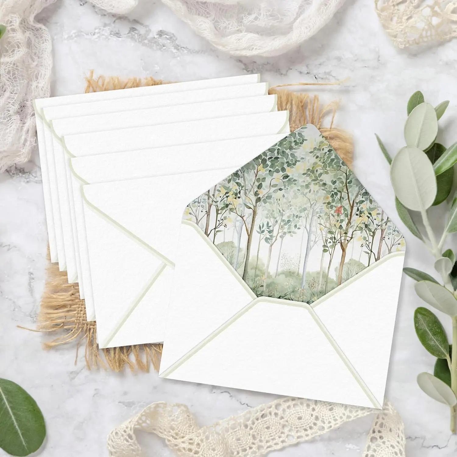 ซองจดหมายสีขาว A7 แพ็ค 50 ซอง, ขนาด 5x7 นิ้ว แบบมีฝาปิด สำหรับการ์ดเชิญ, บัตรของขวัญ, งานแต่งงาน, วันเกิด, งานรับปริญญา, งานเลี้ยงฉลองทารก