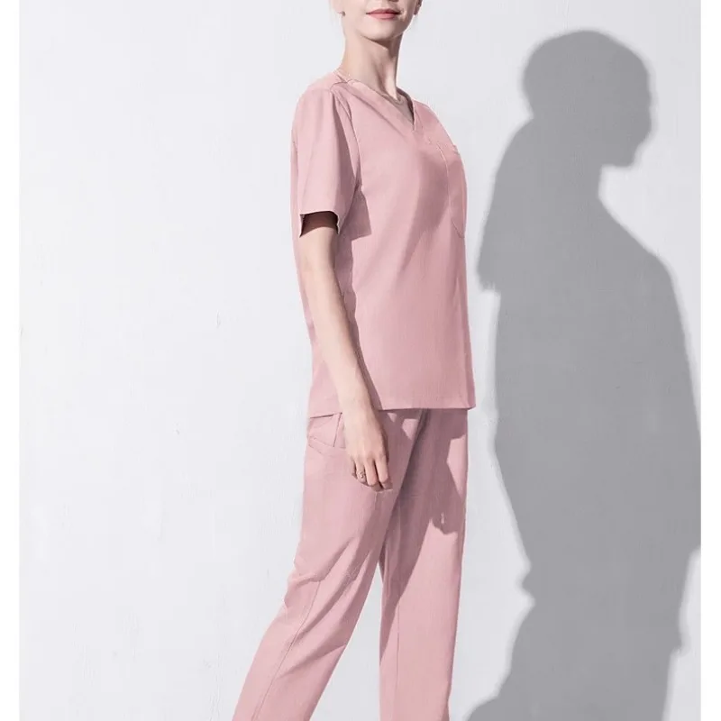 Medical Nurse Beauty Salon Workwear Clinical Scrubs Top + Pant Doctor Nursing Tunic Suit Surgical Uniforms Woman Scrub Set