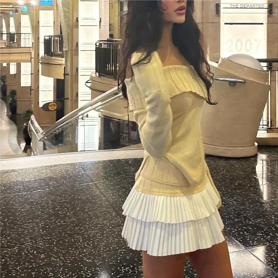 2024 Summer mini skirts women kawaii sweater skirts y2k clothes pleated skirts for woman color block high waisted skirts Knitted