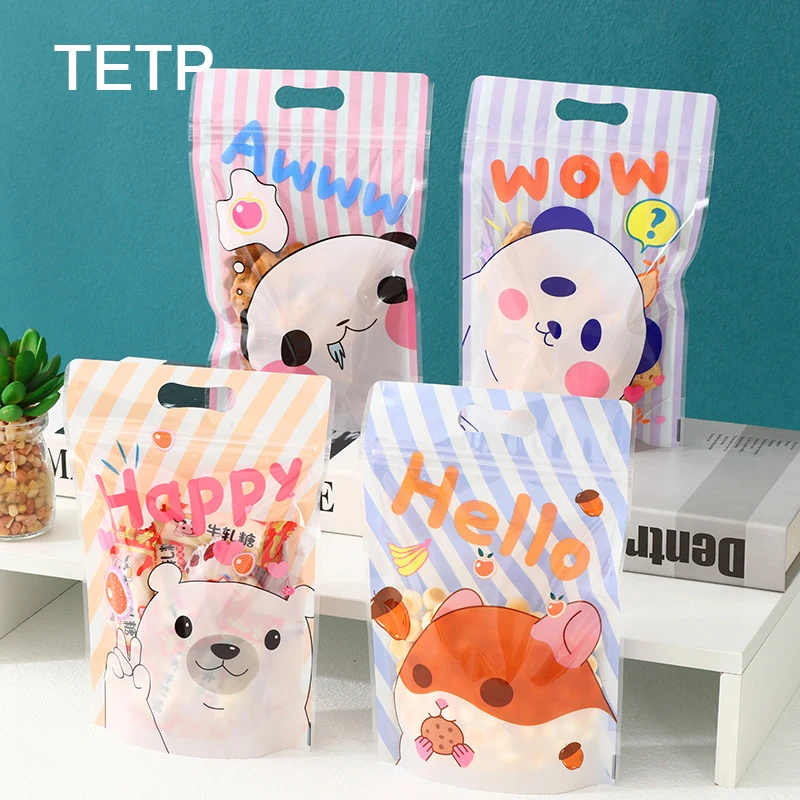 

TETP 50Pcs Cookies Packaging Bags With Handle Home Party DIY Handmade Candy Nougat Gift Decoration Favors For Small Business