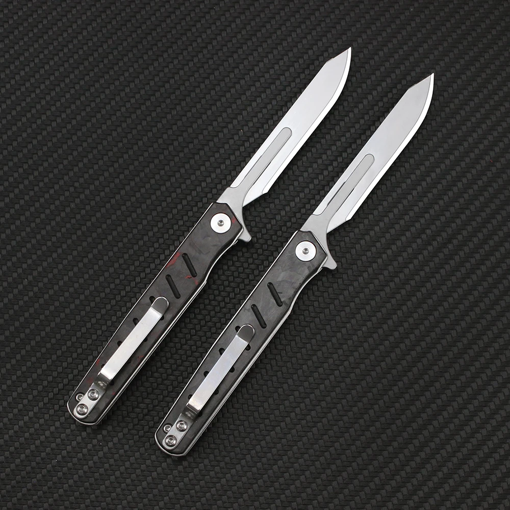 Tunafire Carbon Fiber Surgical Scalpel Folding Knife Professional Outdoor Portable Small Pocket Knives with 10 Replaceable Blade