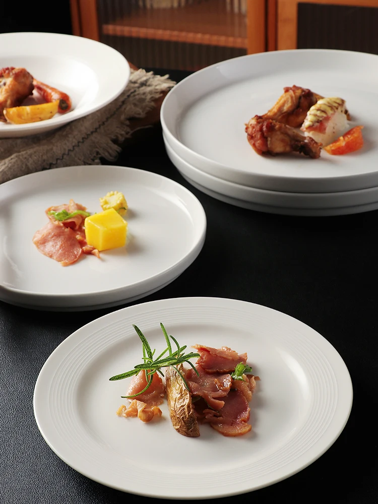 

Nordic Sle Cerc Di Deep Di Dert Plate Western Dinnerware Pasta Salad Plate round ape China Made Underglaze Color