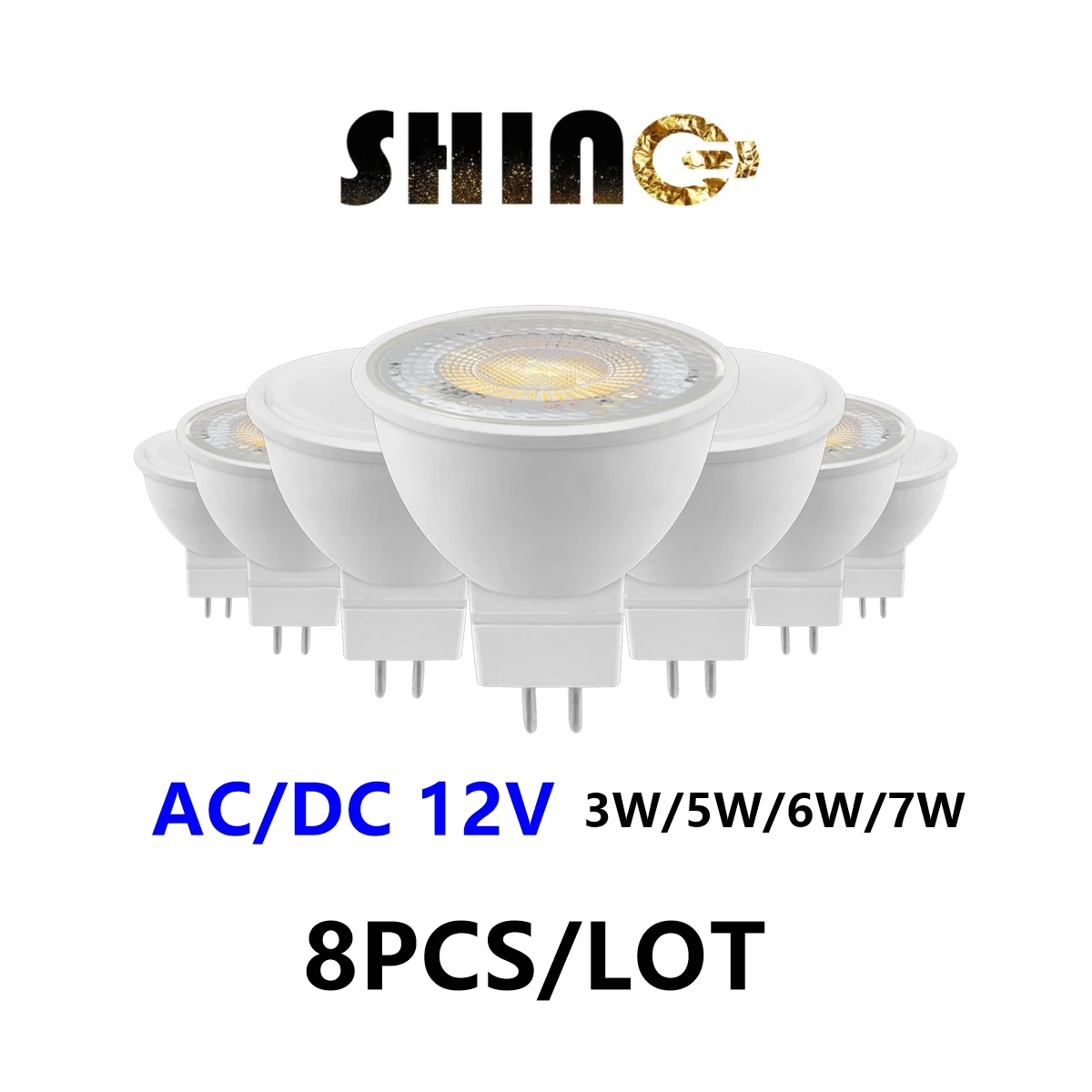 8 sztuk/partia reflektor led niskiego napięcia MR16 AC DC 12V wysoka jasność 3W-7W ciepłe białe światło GU5.3 może zastąpić lampę halogenową 20W 50W