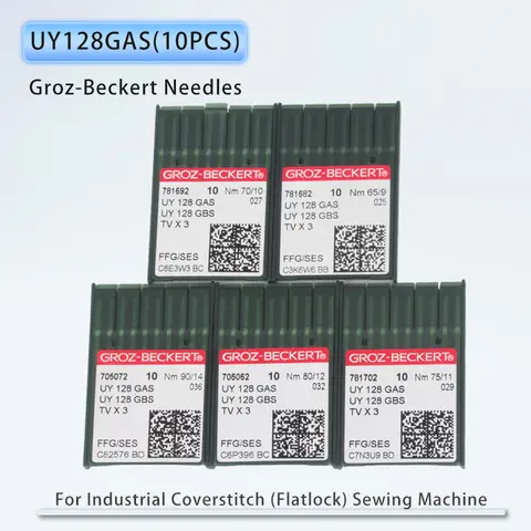 10 PCS UY128GAS Groz-Beckert Needles For Industrial Coverstitch (Flatlock) Sewing Machine Accessories TVX3 SY7272 MY1044 90/14