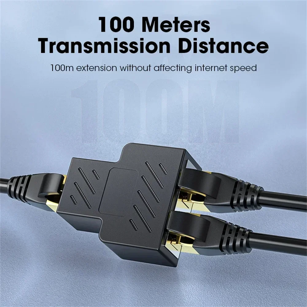 1 to 2 Dual Female USB to RJ45 Port Splitter Adapter 8P8C Extender Plug LAN Interface Ethernet Socket Connector