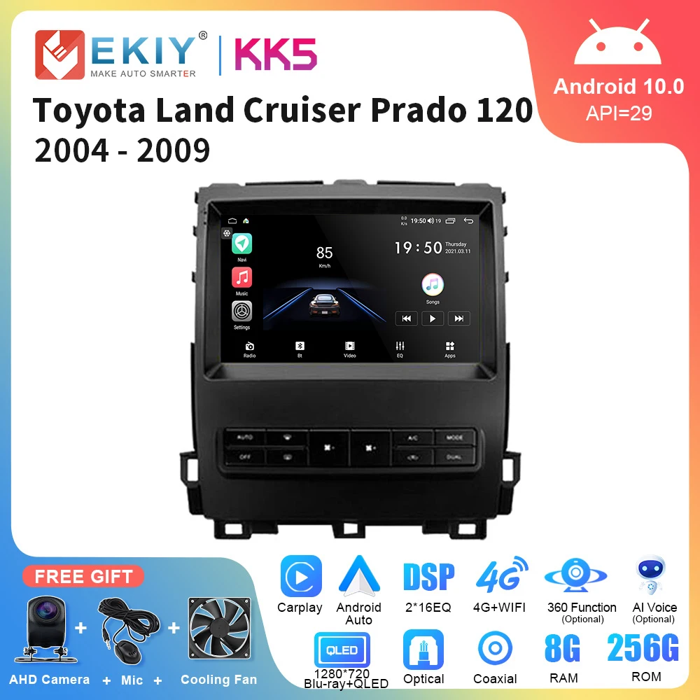 

EKIY KK5 8G 128G Android автомобильное радио для Toyota Land Cruiser Prado 120 2004-2009 стерео Мультимедийный видеоплеер навигация GPS DVD