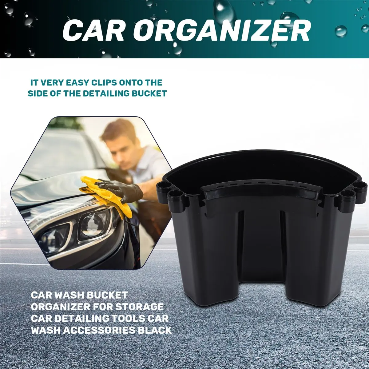 Super Sale Car Wash Bucket Organizer for Storage Car Detailing Tools Car Wash Accessories Black