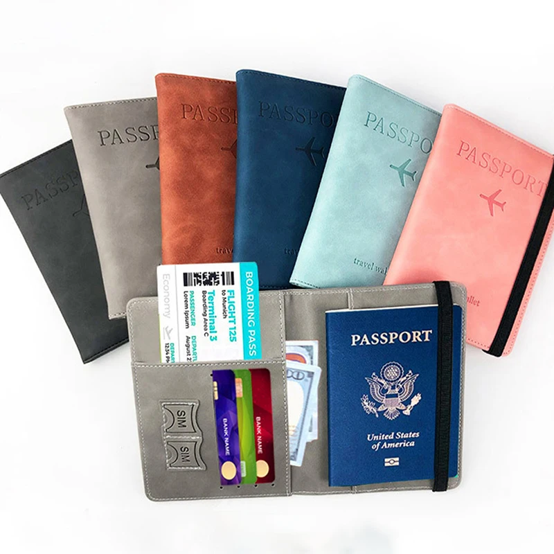 Funda de pasaporte RFID de PU, billetera para tarjeta de identificación de crédito, impermeable, vendaje de negocios, soporte para pasaporte, Protector multifunción de viaje