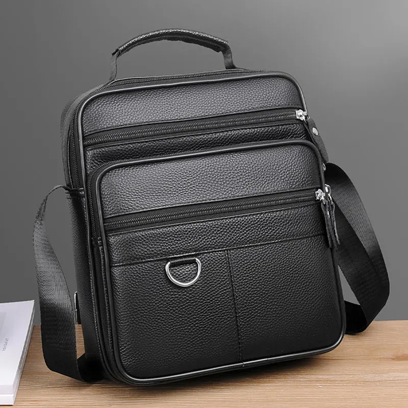 

Genuine Leather Men's Bag Luxury Men Business Shoulder Bag Large Capacity Square Man Crossbody Bags High Quality Cowhide Handbag