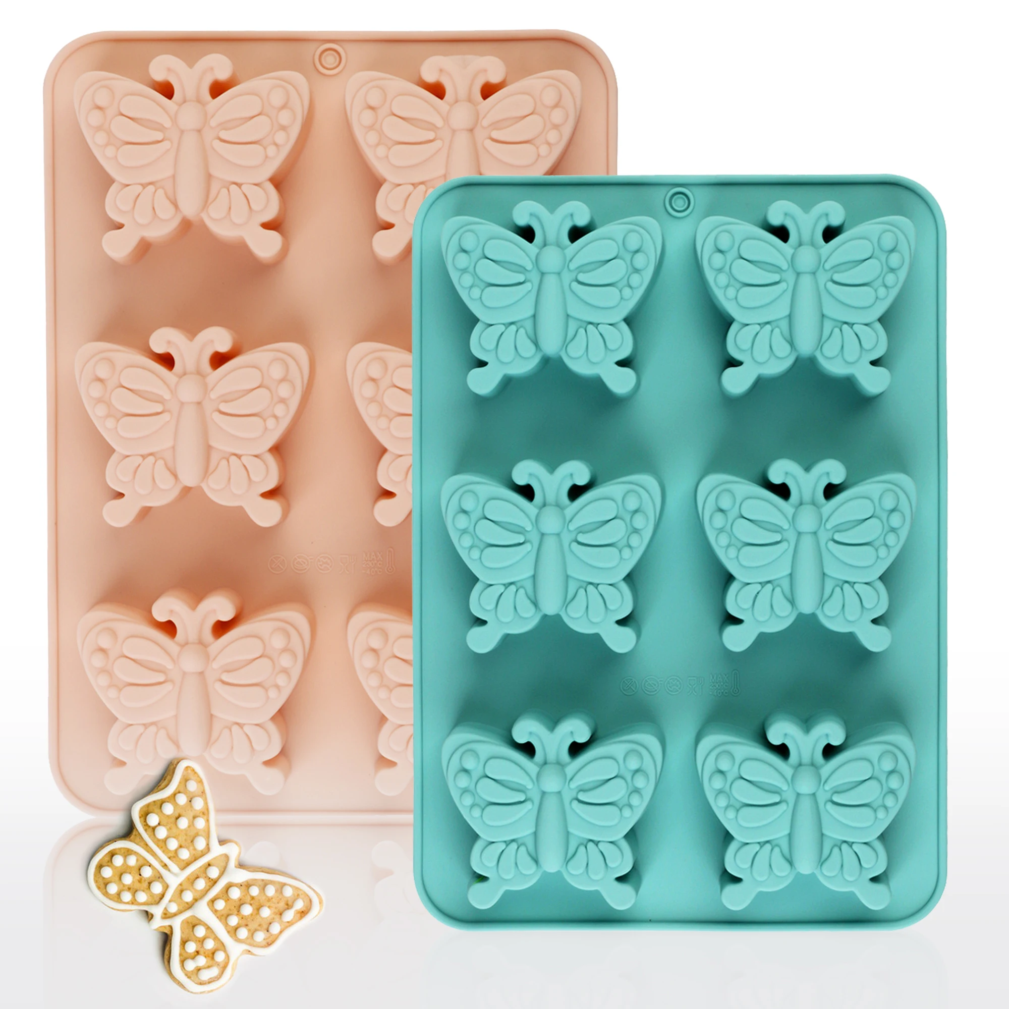 Soap Making Jelly - Pink/Blue 6-Hole Butterfly Silicone Mold for