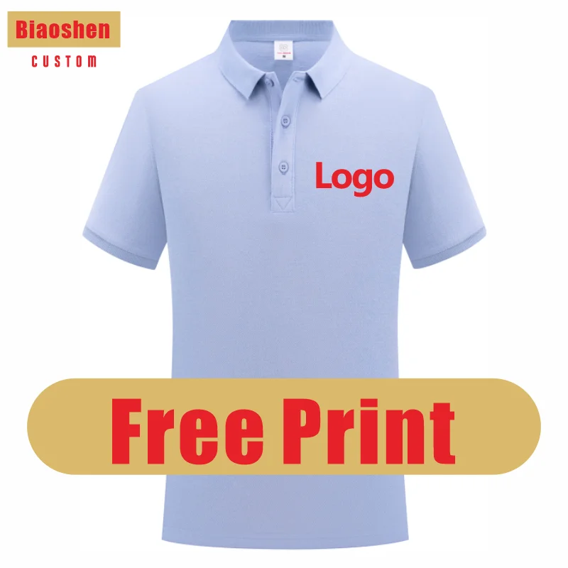 Free Print High-Quality Pure Cotton Polo Shirt Custom Logo Print Personal Design Tops Embroidery Summer Men And Women Cloth 2024