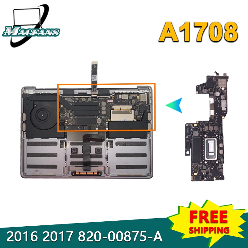 

Original A1708 Motherboard for MacBook Pro Logic Board A1708 820-00875-A 2.0GHz 8GB 2.3GHz/2.5GHz 16GB 2016 2017 820-00840-A