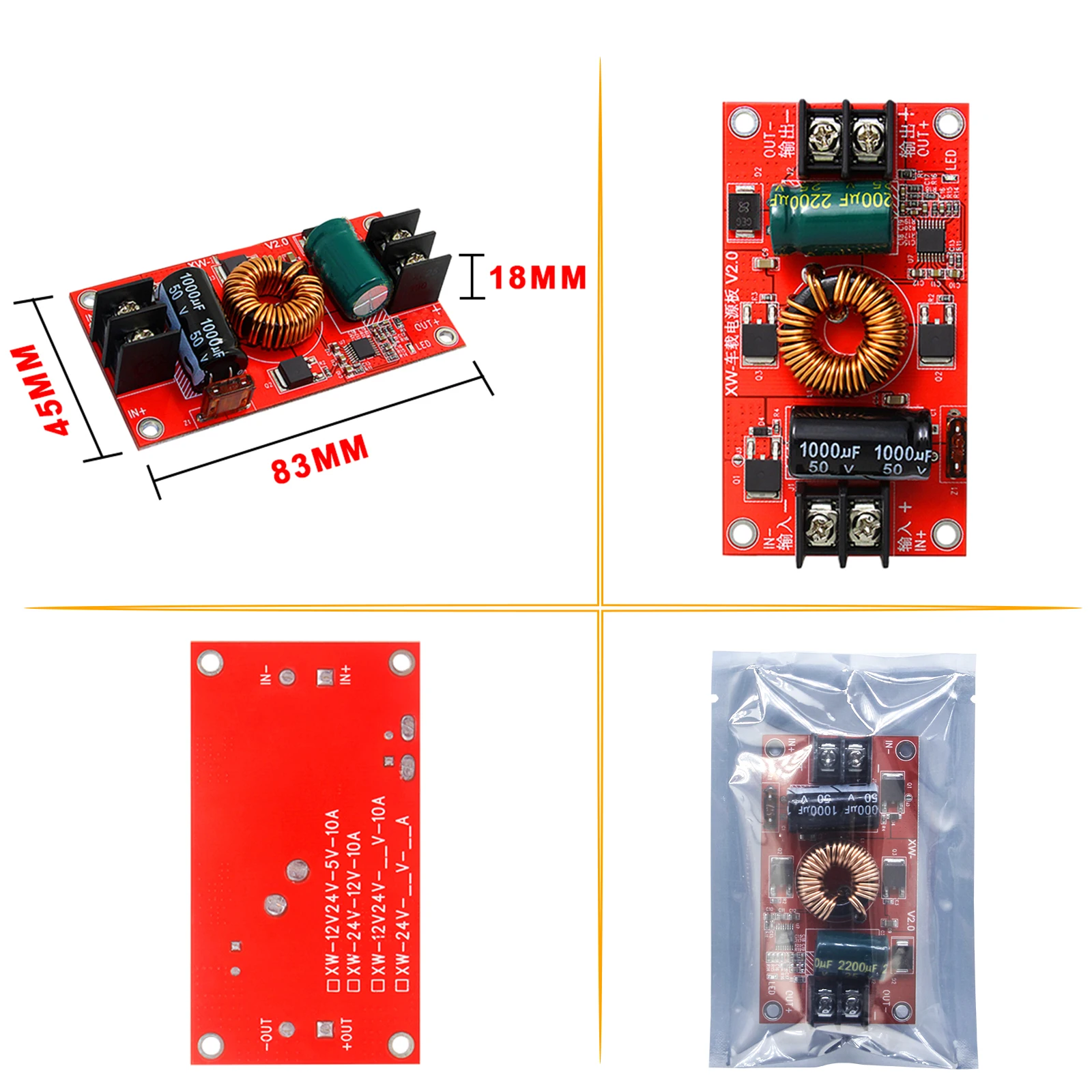 PCB Circuit Board 24V 12V to 5V 10A 50W DC DC Step Down Buck Converter for Taxi Bus Car LED Display Power Supply Module