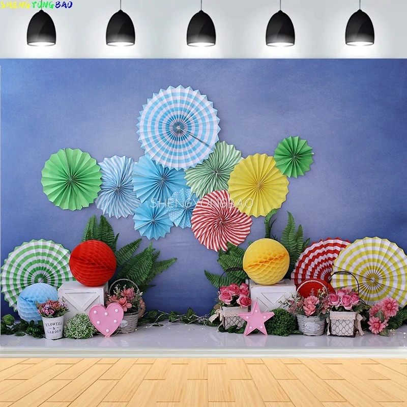 

Newborn Baby 1st Birthday Party Photography Backdrops Colorful Balloon Arch Cake Smash Family Rehearsal Background Props TS-02