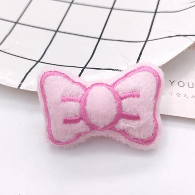 10Pcs/lot Cartoon Pink Series Plush Doll Patches DIY Cotton-filled Heart/Bow/Cat/Pig Accessories Headwear Clothing  Materials