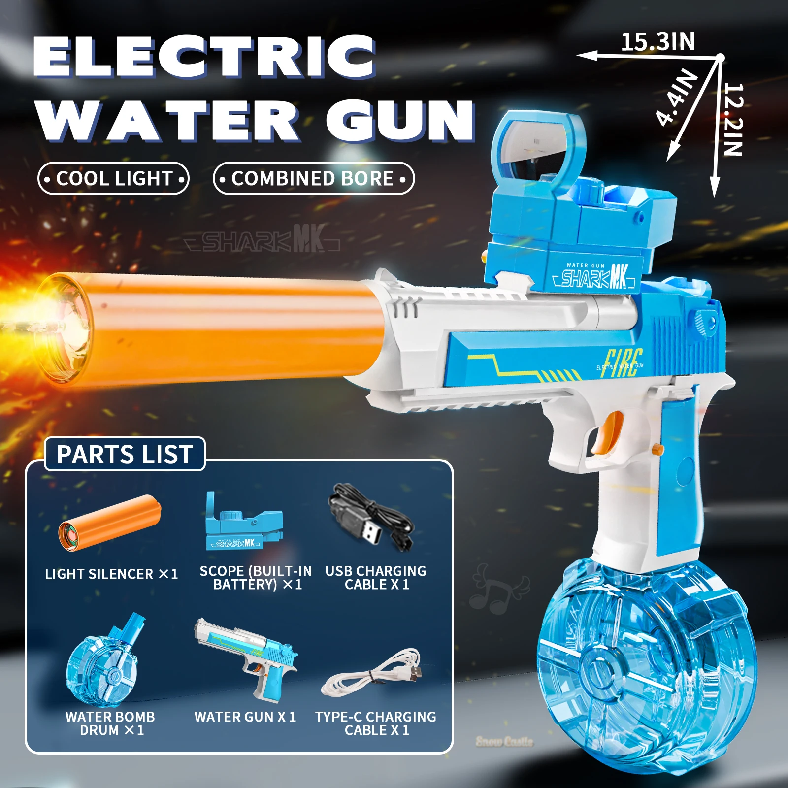 Pistola ad acqua elettrica per adulti e bambini, potente pistola automatica per schizzi, grande capacità, giocattolo da spiaggia per tiro a lunga distanza