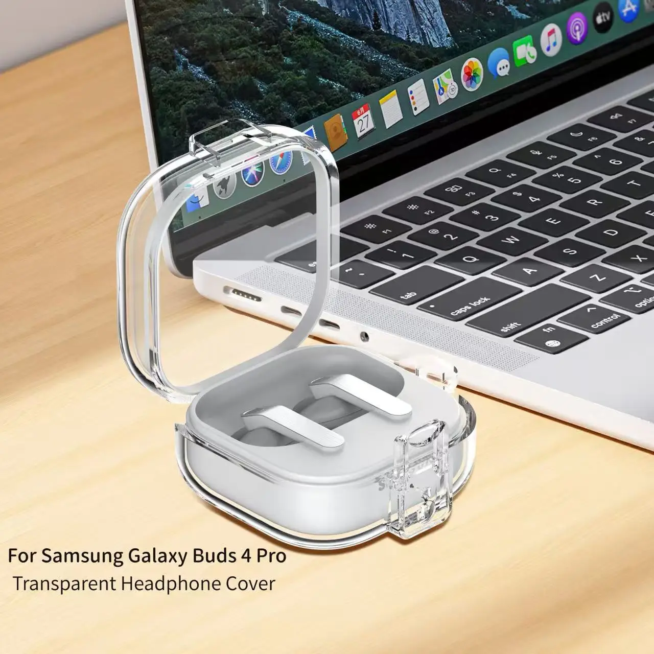For Samsung Galaxy Buds 4 Pro Transparent Headphone Case Lock Switch Bracket Drop-proof Wireless Bluetooth Protective Cover
