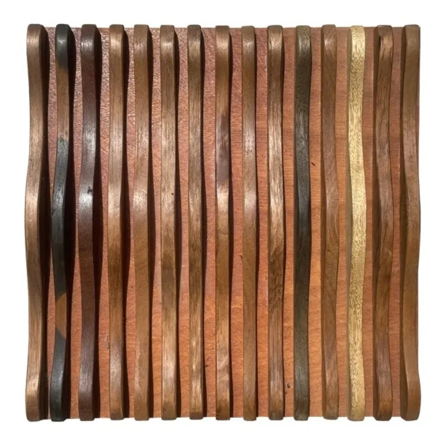 Solid Wood Wavy Curve Mosaic Tiles 3D Special Shaped Wall Hanging Decor for Bar Background Home Office Art Wooden Wall Panels