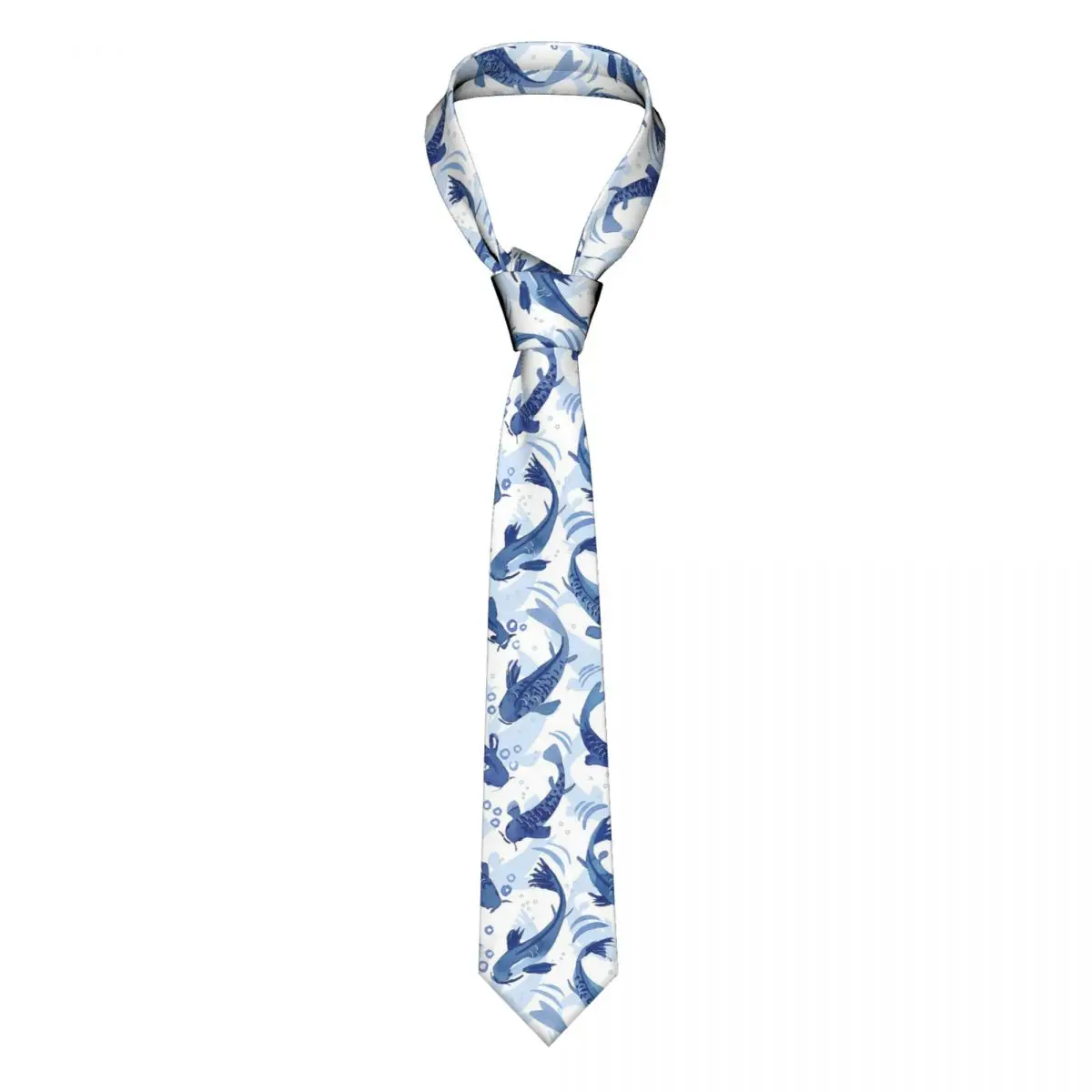 Koi Fish Dance Men Neckties Slim Polyester 8 cm Classic Blue Delft Neck Tie for Men Suits  Wedding Accessories Office