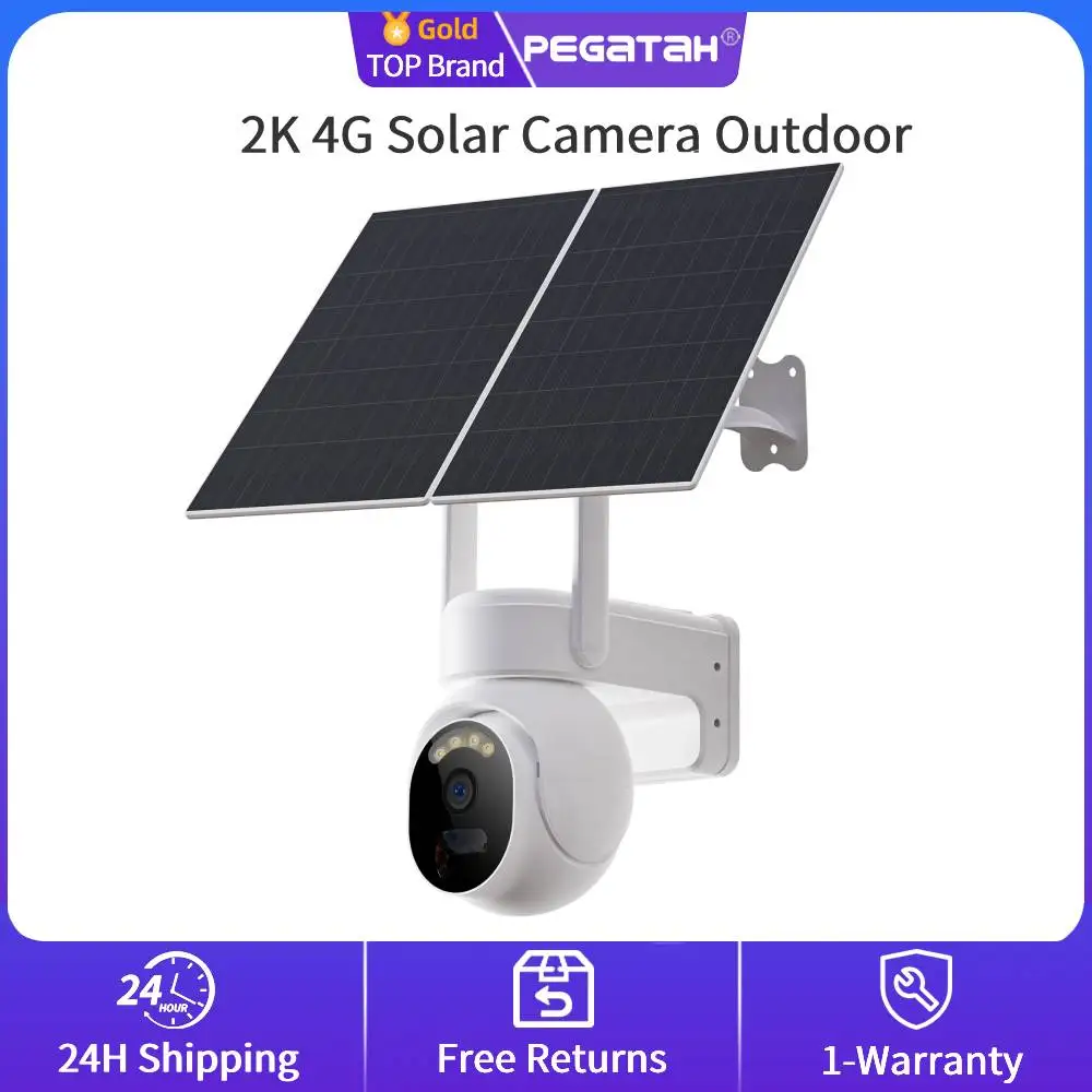 4G Security Cameras Wireless Outdoor 2K HD Solar Camera Built-in Battery PIR Human Detection Color Night Vision Surveillance Cam