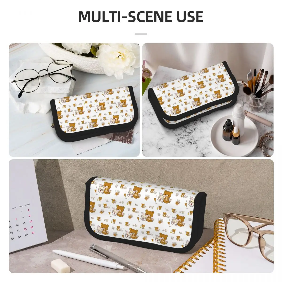 Rilakkuma Sakura Pencil Case for Students School Pen Box Pencil Bag Stationery Supplies Pen Holder Bag