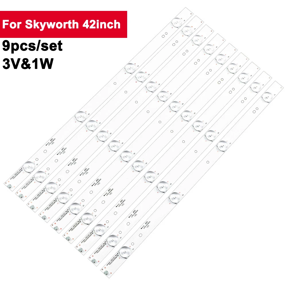 

9pcs/Set 399mm TV LED Backlight For Skyworth 42inch Shineon 2D01327 YAL03-00435280-06 3V Light Strip LED TV Repair 42E360E