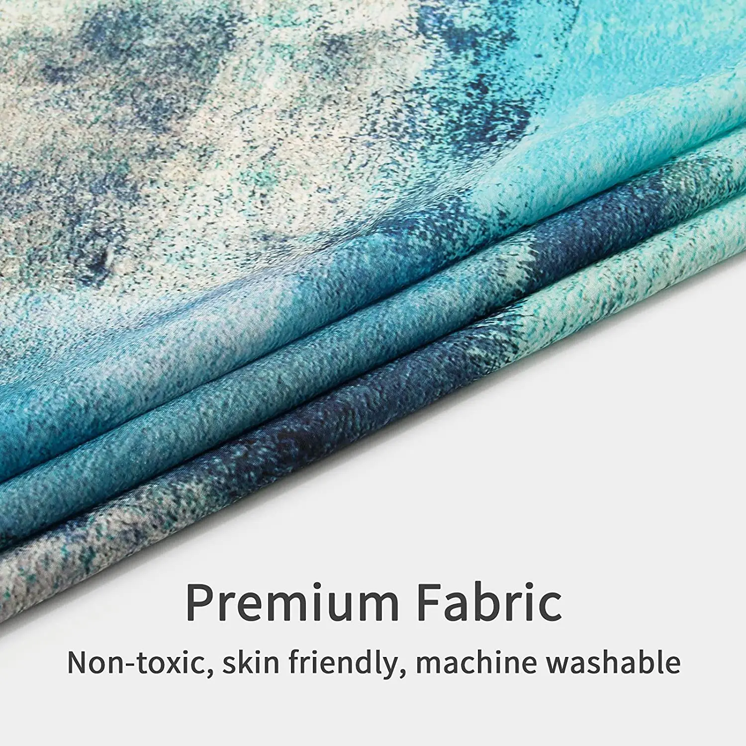 Teal Grey Ombre Shower Curtain Blue Green Shower Curtain Liner Turquoise Fabric for Bathroom Decor Abstract Grunge Paint Brush