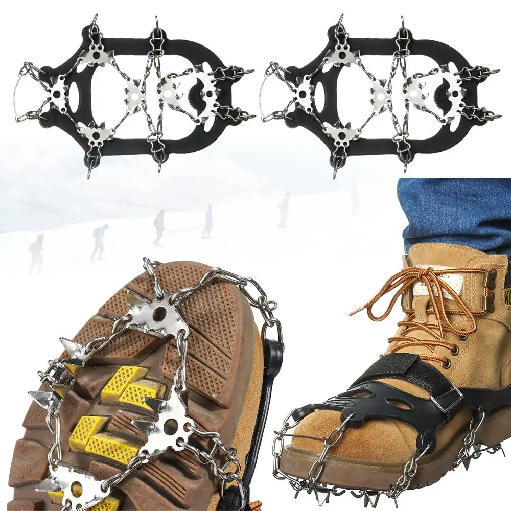 

Covers 24-Teeth Mountaineering Crampons Spike Grip Boots Chain Climbing Snow Shoes Spikes Ice Shoes