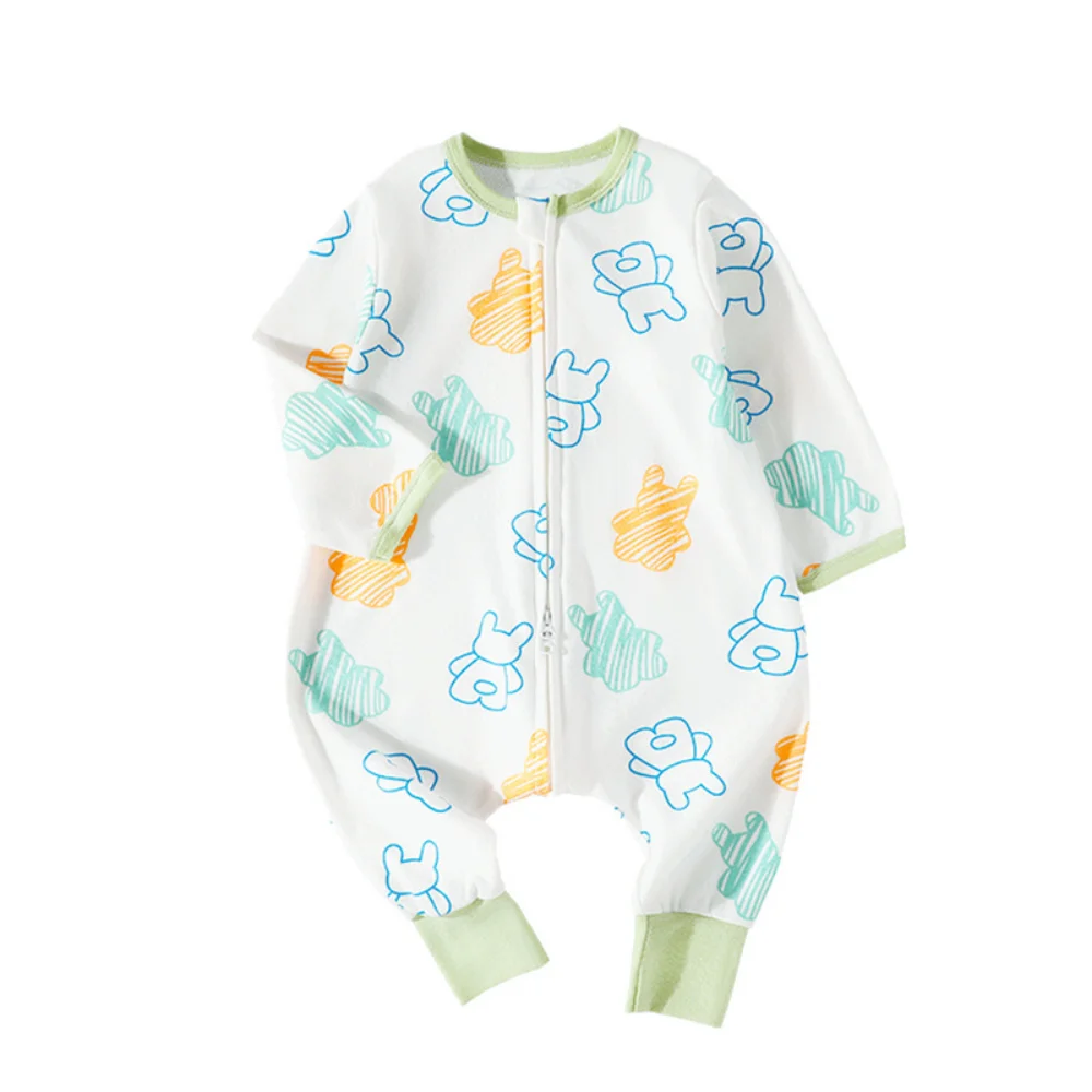 Cotton Long Sleeve Spring Autumn Baby Sleepsacks 4Y Children Split Legs Onesie Sleepwear Toddler Homewear Pajamas Jumpsuit