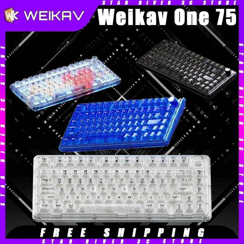 

Weikav One 75 Mechanical Keyboard Tri-mode 2.4G Wireless Transparent Gaming Keyboard RGB Customized Pc Gamer Accessories Gifts