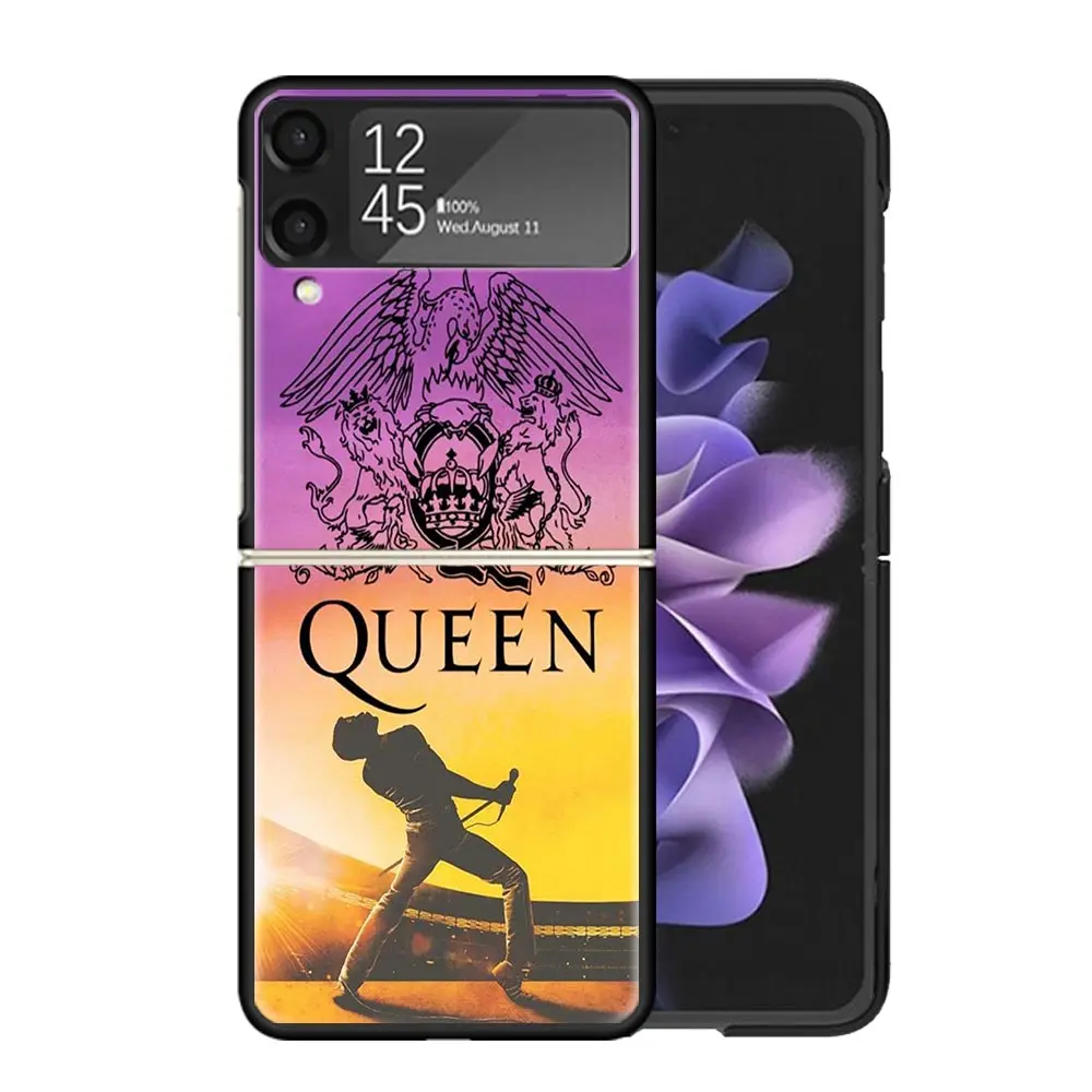 Rock Funky Freddie Mercury Queen Clear Phone Case For Samsung Z Flip 5 4 3 Galaxy ZFlip 6 5G Shockproof Hard Print Cover TPU PC