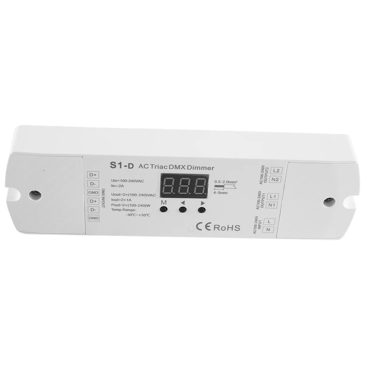 AC100V - 240V 288W 2CH Triac DMX Dimmer LED, podwójny kanał wyjście krzemu DMX512 kontroler Led wyświetlacz cyfrowy S1-D