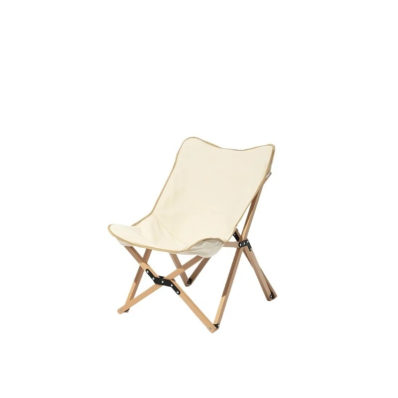 Camping Portable Butterfly Chair Reclining Chair Light Chair Camping Beach Solid Wood FoldingCloud Satin