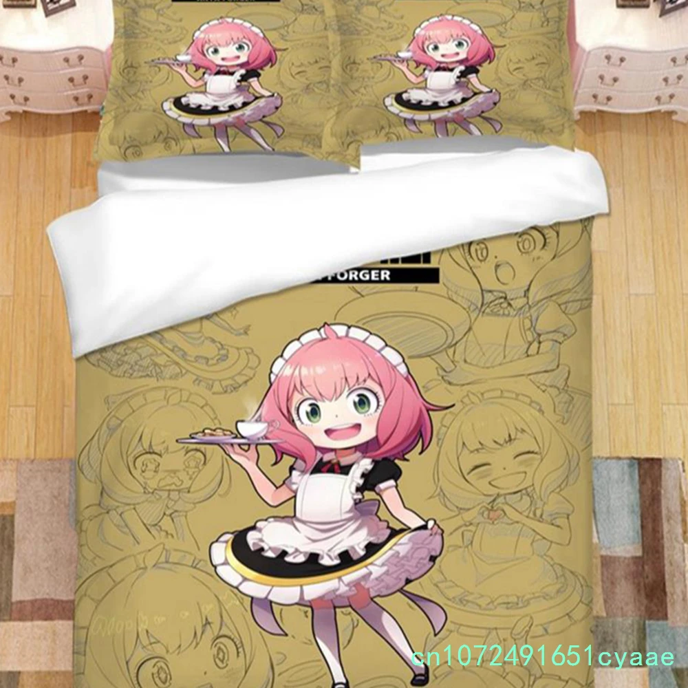 2023 New Cute Anya Forger 3D Printed Bedding Set Duvet Covers Pillowcases Comforter Bedding Set Bedclothes Duvet Cover 200x200