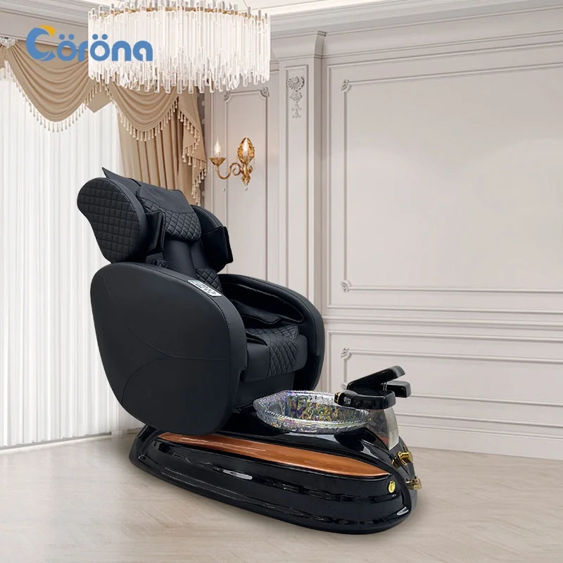 

Salon Pedicure Equipment Electric Full Body Massage Massage Pedicure Chair with Crystal Glass Bowl