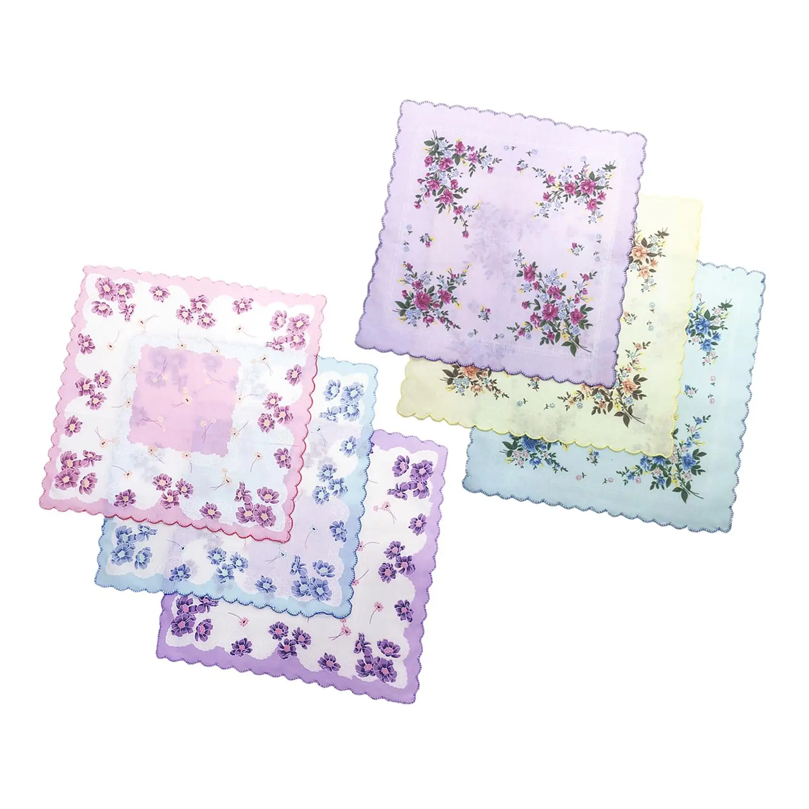 Womens Handkerchiefs Soft Colorful Square Floral Print Elegant Mixed Style and Color Hankies for Party Wedding Favors 12\