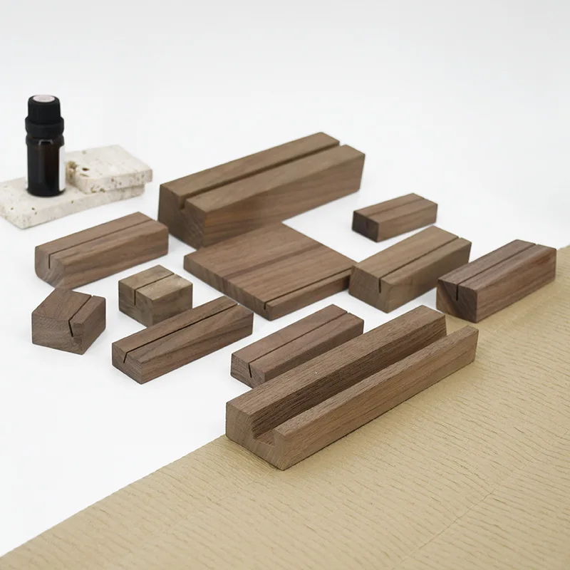 Real Wood Card Holder Note Pad Base Photo Postcard Promotional Label Base Card Clip Advertising Card Holder Base