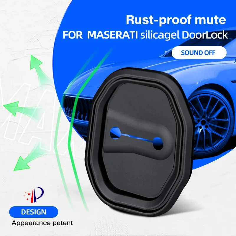 Door Lock Cover Applicable To Maserati Ghibli Levante Quattroporte, Silicone Rustproof Mute Protector, Shock Absorption