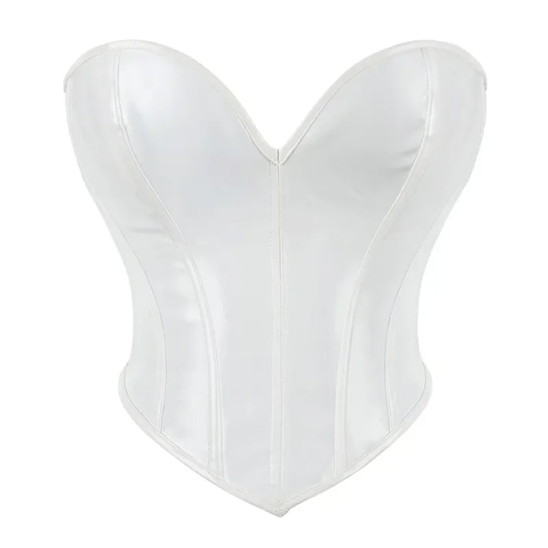 Corsetti in pelle Pvc per donna Overbust Bustier Crop Top Corsetto Costume Sexy Plus Size Corsetto Korsett bianco nero marrone bianco