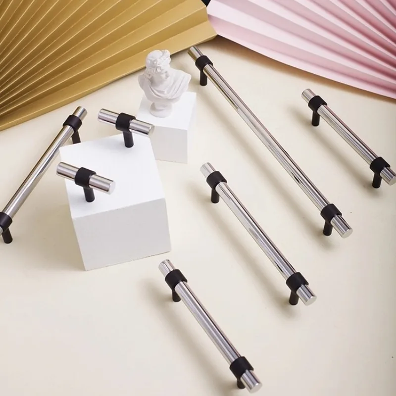 مقبض وأثاث نحاسي، مقبض مرآة مصقول على شكل حرف T، مقابض أجهزة للخزانة، درج سحب لغرفة النوم باللون الفضي