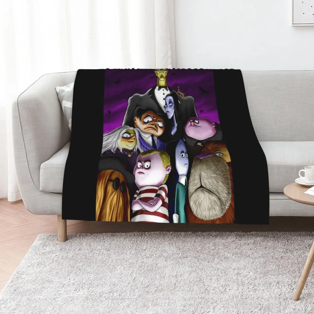 Addams Family Portrait Throw Blanket Softest Custom Camping Soft Plush Plaid Plaid on the sofa Blankets