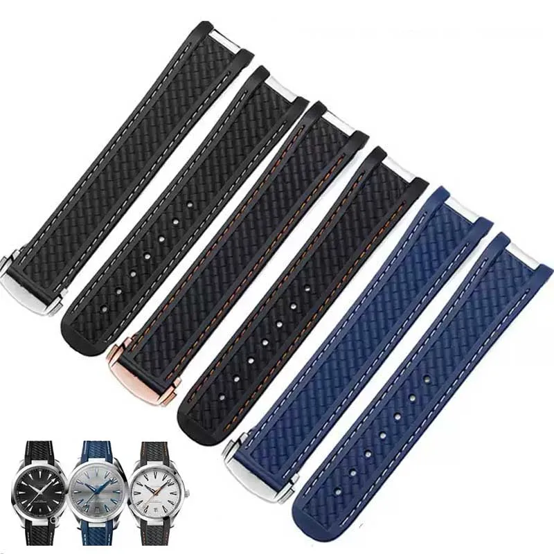 

Watch Strap Fit For Omega Seamaster 300 AT150 Aqua Terra Ultra Light 8900 Steel Buckle Watchband Bracelets Rubber Silicone 20mm