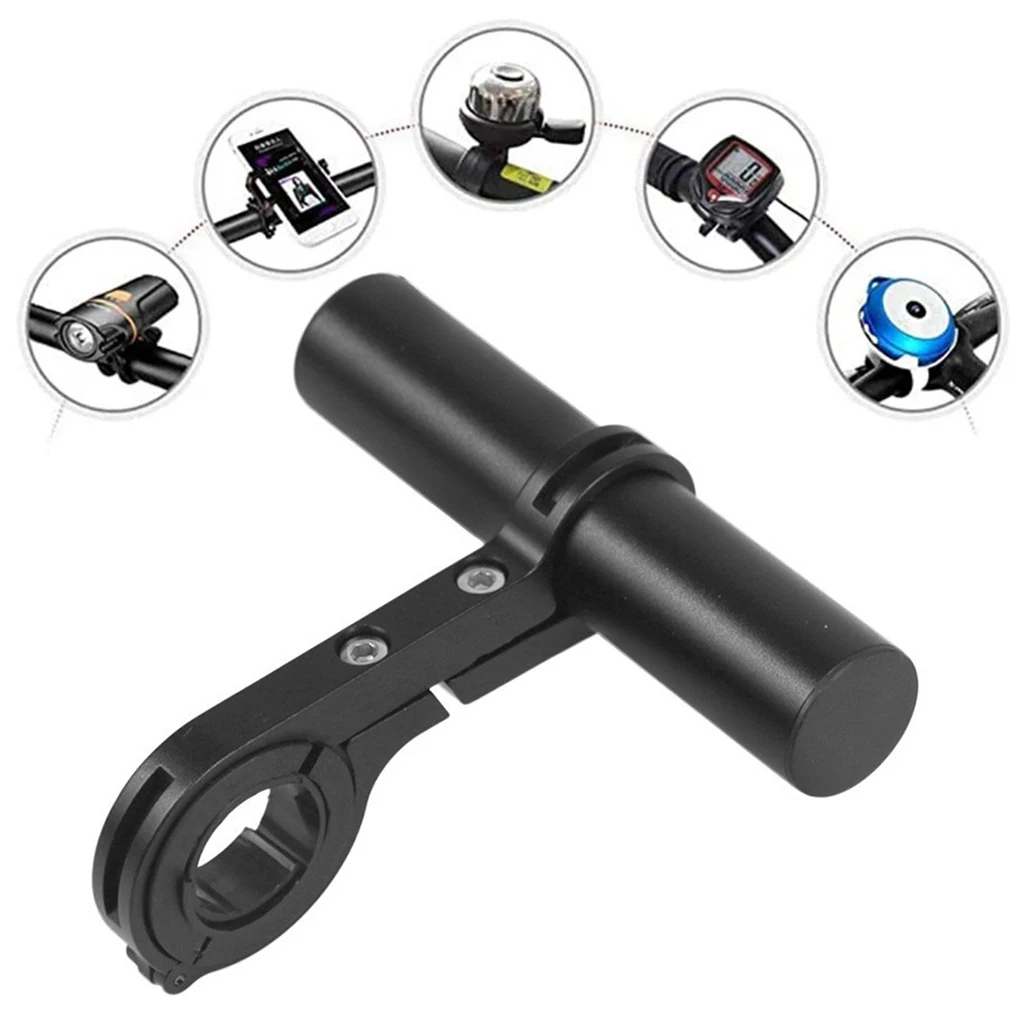 

Mountain Handlebar Extender Handle Bar Headlight Speed Meter Extension Rack Adapter Scooter Black Aluminum Alloy