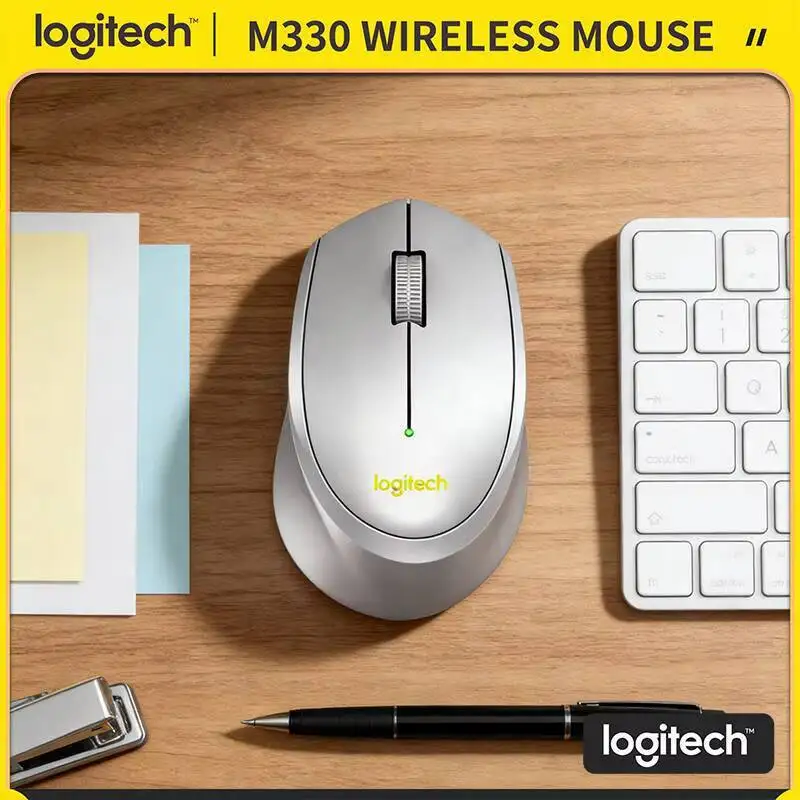 

Беспроводная мышь Logitech M330 с бесшумным кликом, 2,4 ГГц, эргономичный дизайн, оптический датчик, для дома, офиса, ноутбука, ПК, Mac, Linux, настольного компьютера