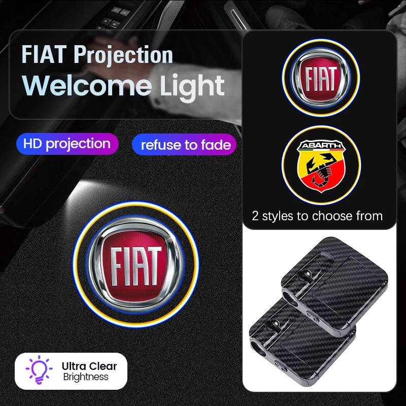 2pcs HD Car Door Welcome Light Led Projector Lamp For FIAT 500 Ducato Panda Grande Punto Tipo Abarth Pulse Strada 600 500L