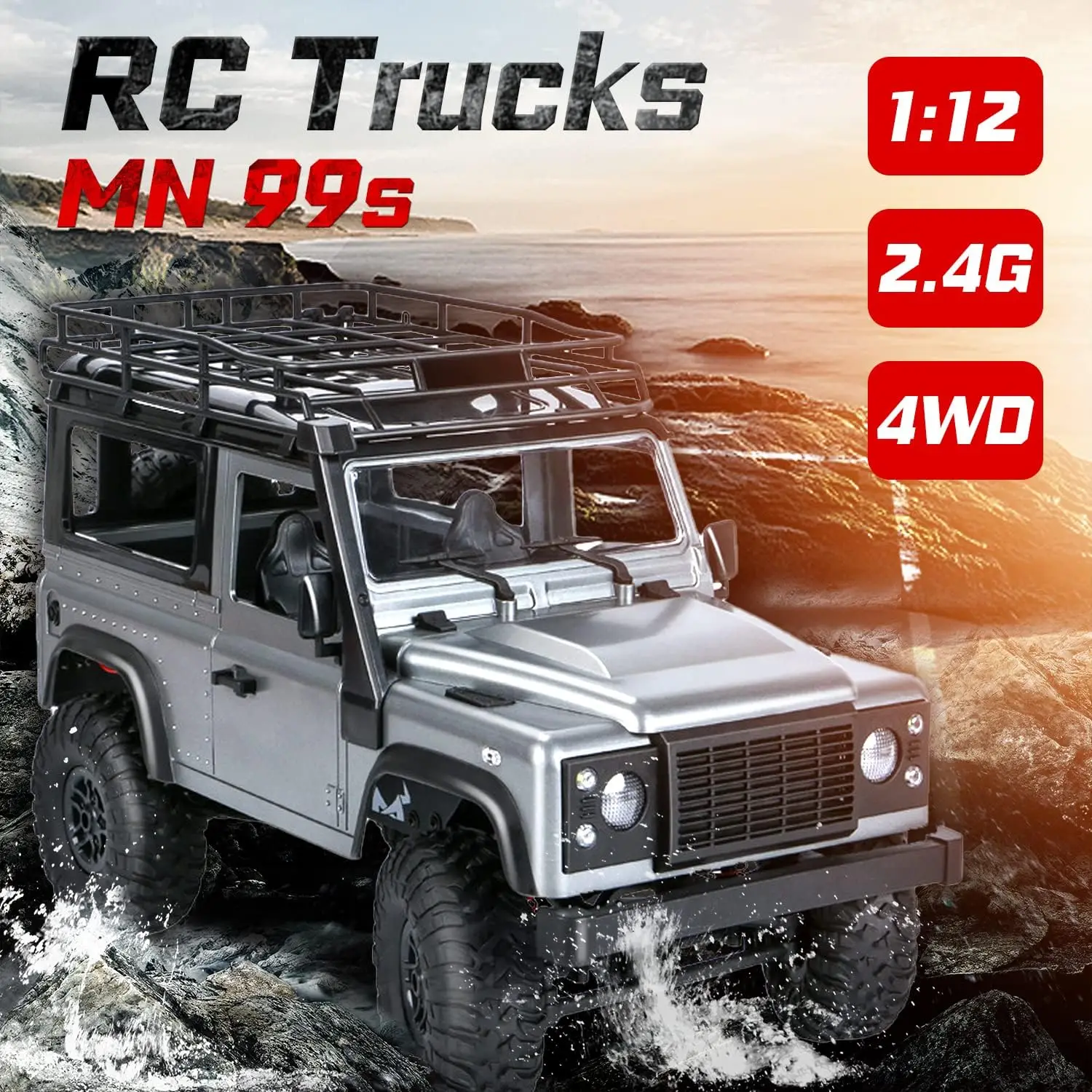 MN 99s RC Car 1/12 Scale 4WD 2.4G Remote Control Car for Kids and Adults RTR RC Crawler Off-Road Truck for Land Rover Vehicle