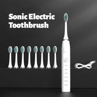 Sonic Electric Toothbrush Rechargeable 4 Modes with 6 Replaceable Brush Heads Smart Timer Portable for Travel Waterproof