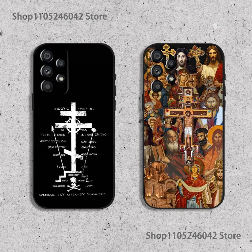 

Orthodox Cross Icon Church Samsung Phone Case For A20,A21s,A22,A31,A32,A52,A53,A72,73,A80 Soft Black Cover