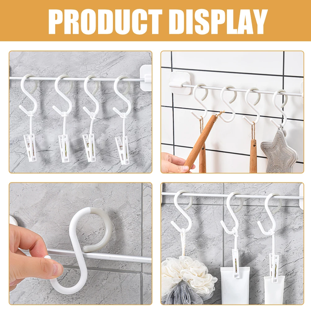 

12pcs Hooks Small White Coat Hanging Holder Plastic Key Hooks Bathroom Kitchen Closet Storage Rustproof